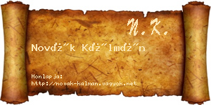 Novák Kálmán névjegykártya